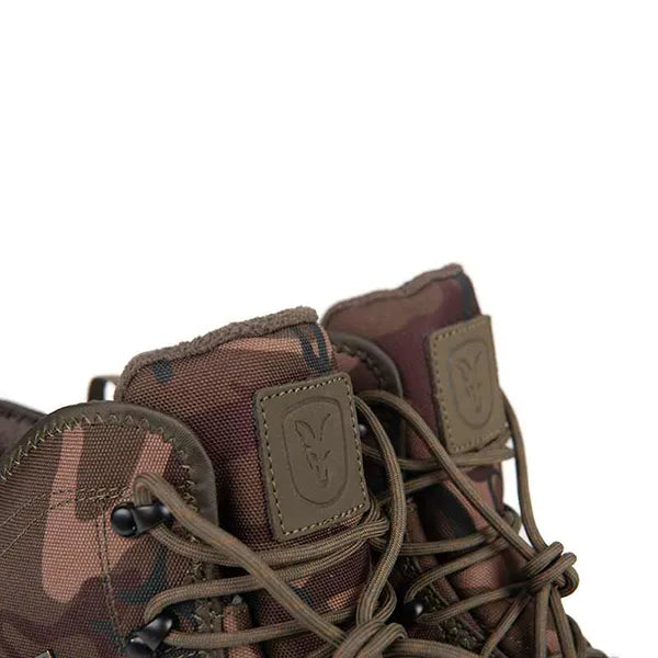 Fox Khaki Camo v2 Boots Logo Detail