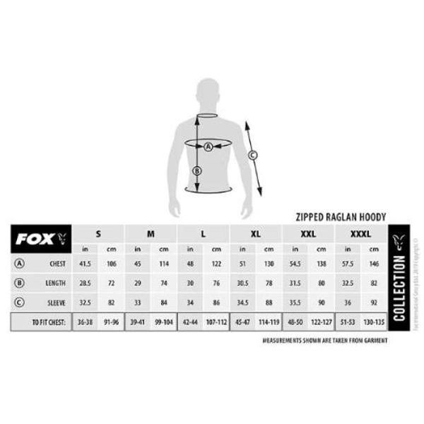 fox green silver hoodie size chart