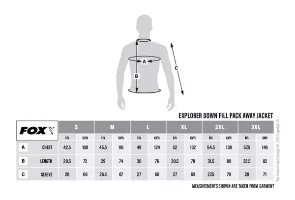 Size Guide Fox Downfill Jacket