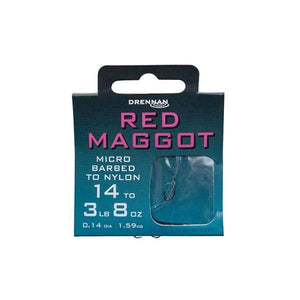 Drennan Red Maggot Barbed Hooks to Nylon