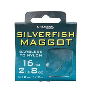 Drennan Silverfish Maggot Barbless Hooks to Nylon