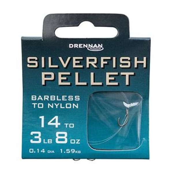 Drennan Silverfish Pellet Barbless Hooks to Nylon