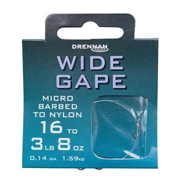 Drennan Wide Gape Barbed Hooks to Nylon