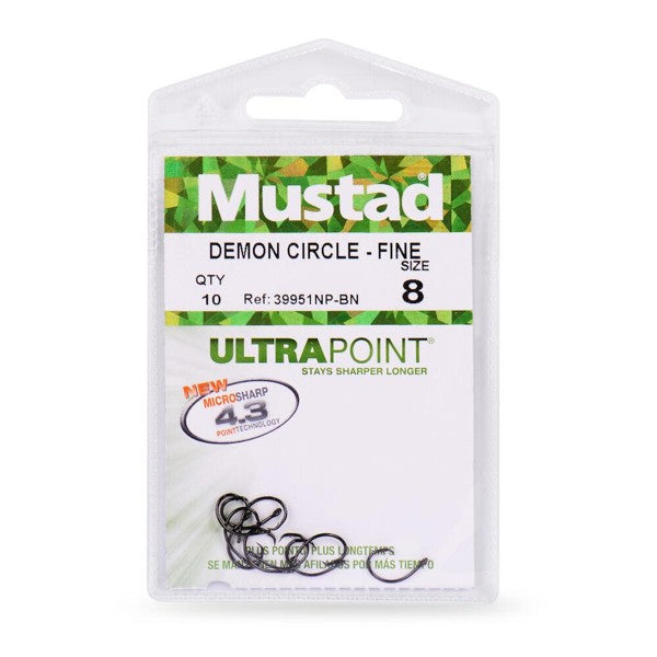 Mustad 39954 Demon Perfect Circle Hooks Size 1/0 Jagged Tooth Tackle